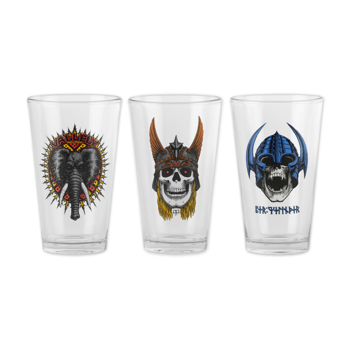 Powell Peralta Andy Anderson, Mike Vallely, and Welinder Pint Glasses