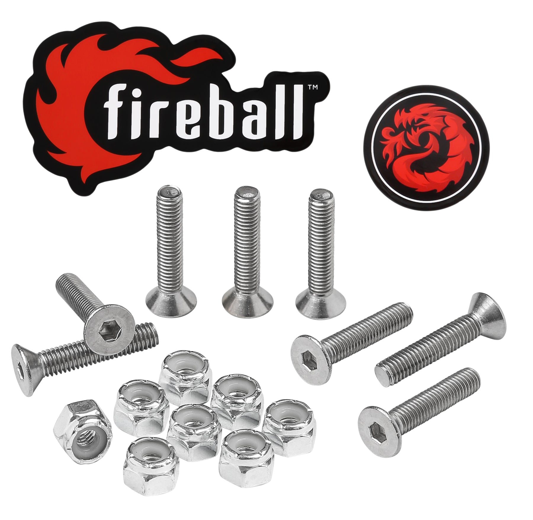 Fireball Dragon Stainless Steel Skateboard Hardware Set