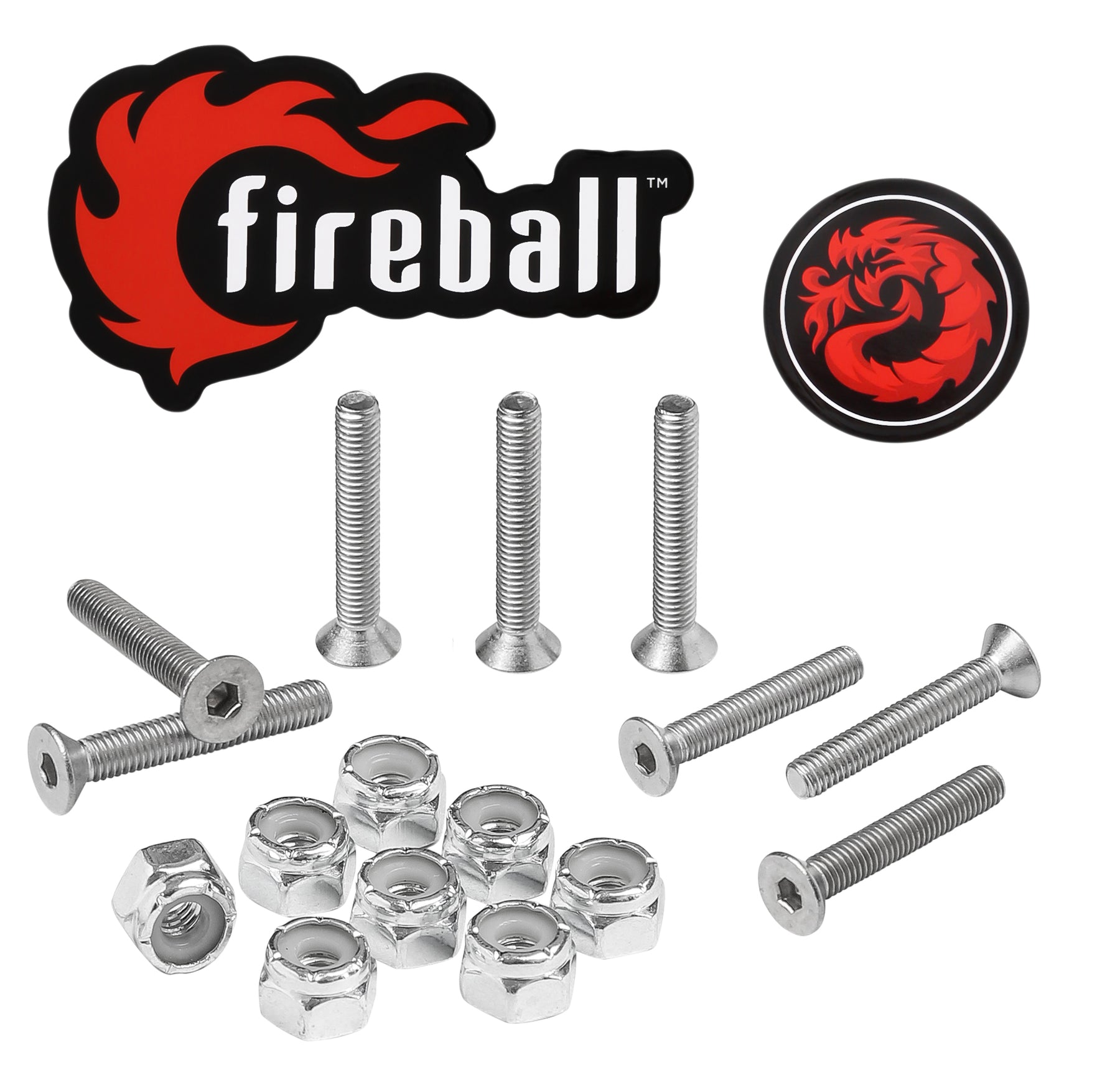 Fireball Dragon Stainless Steel Skateboard Hardware Set