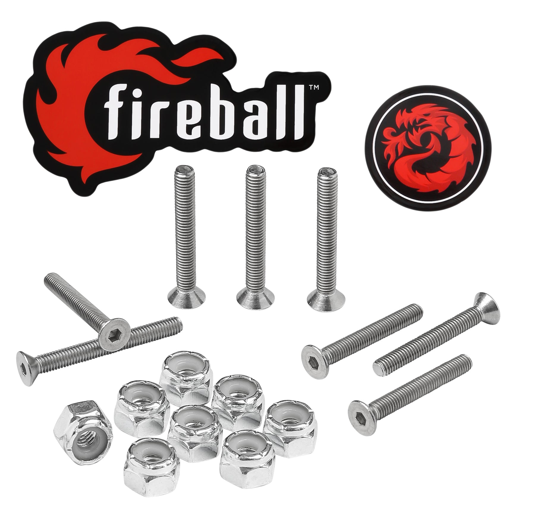 Fireball Dragon Stainless Steel Skateboard Hardware Set