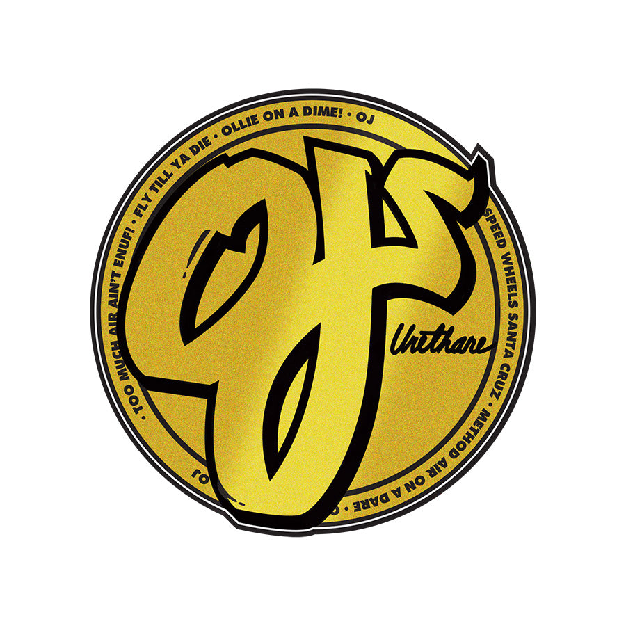 OJ Skateboard Wheels Sticker Classic Gold Foil Gold 3"
