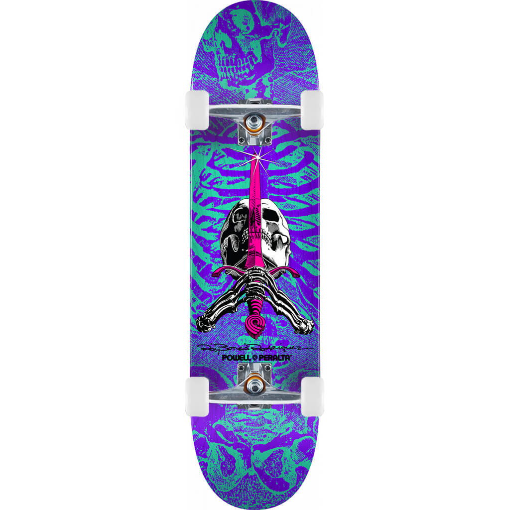 Powell-Peralta Skull and Sword Turquoise/Purple, Shape 248, 8.25", Complete