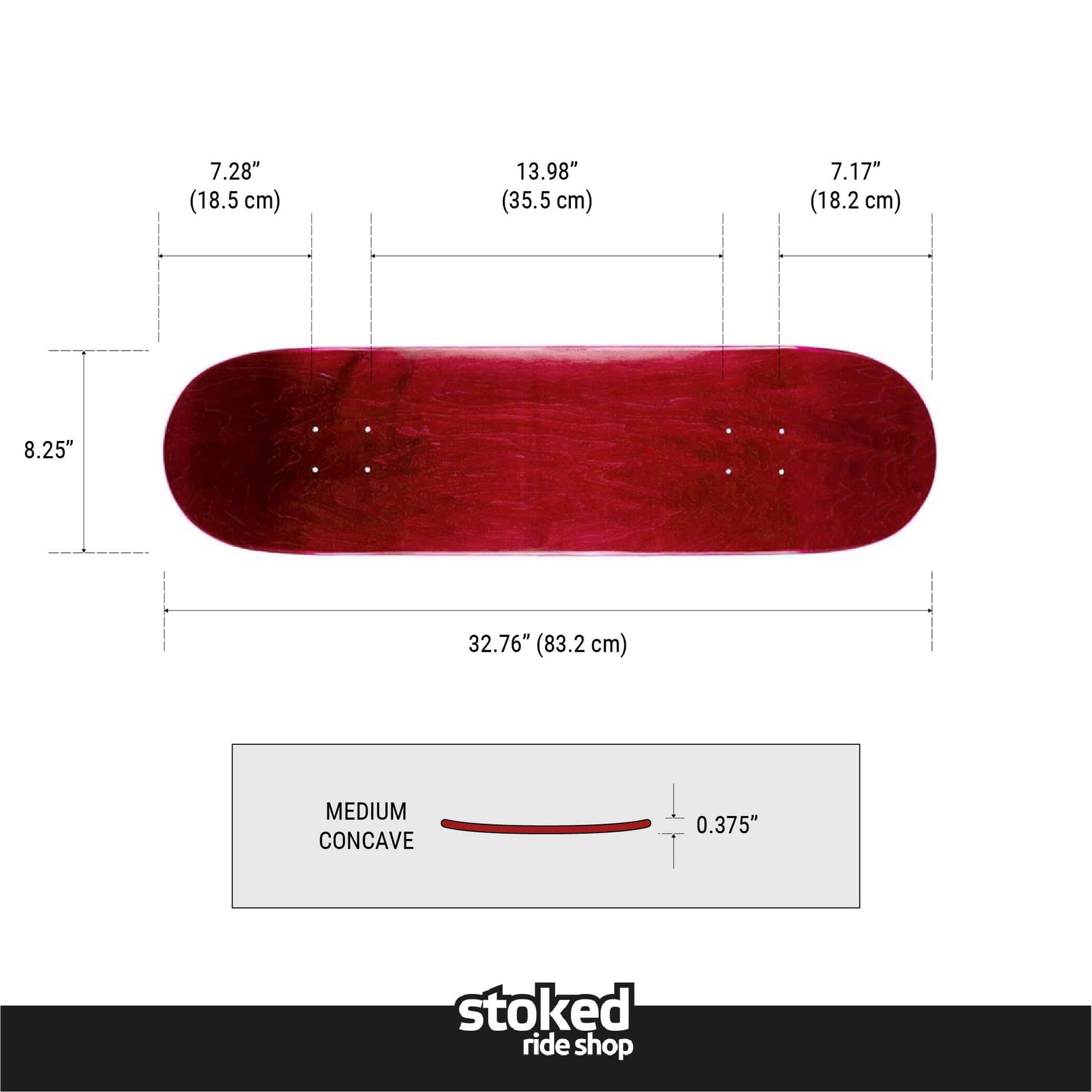 Stoked Ride Shop Blank Skateboard Deck, Blemished