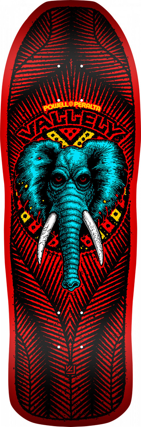 Powell-Peralta Vallely Elephant 05 Fire Skateboard Deck, Red, Shape 163, 9.85"