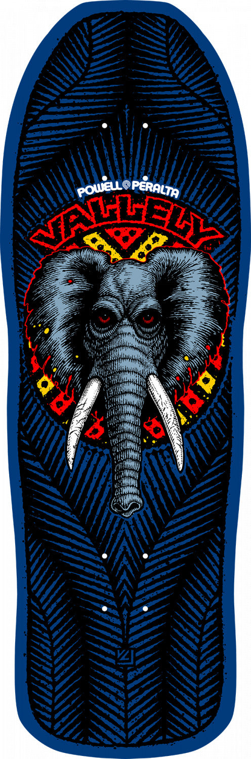 Powell-Peralta Vallely Elephant 06 Fire Skateboard Deck, Navy Blue, Shape 163, 9.85"