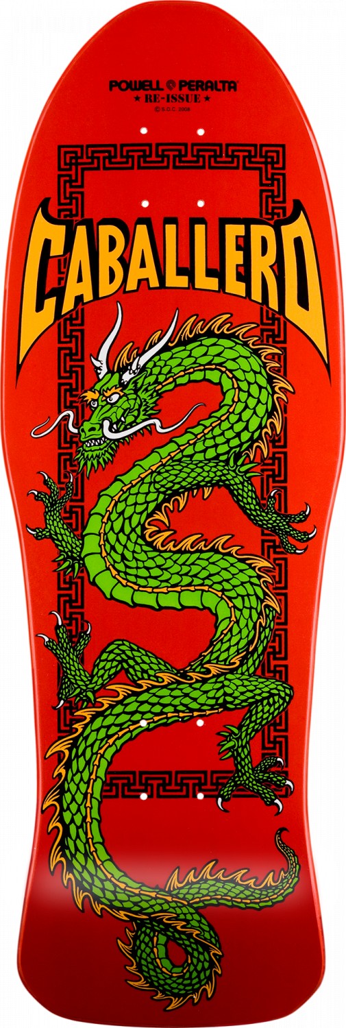 Powell-Peralta Steve Caballero Chinese Dragon Skateboard, Fire Red, Shape 150, 10.0"