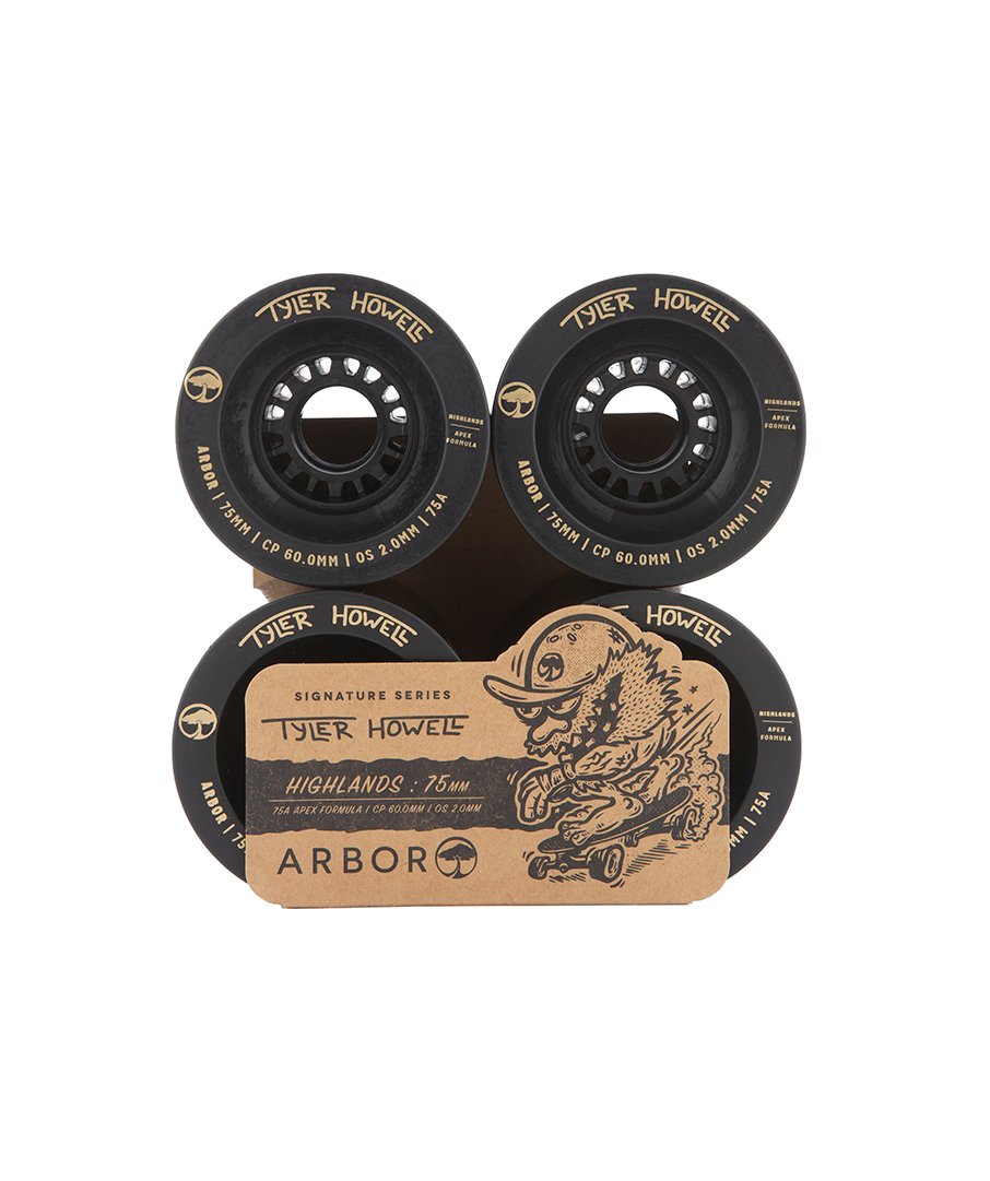 Arbor Highlands Tyler Howell, 75mm 75a Wheel Set, Black