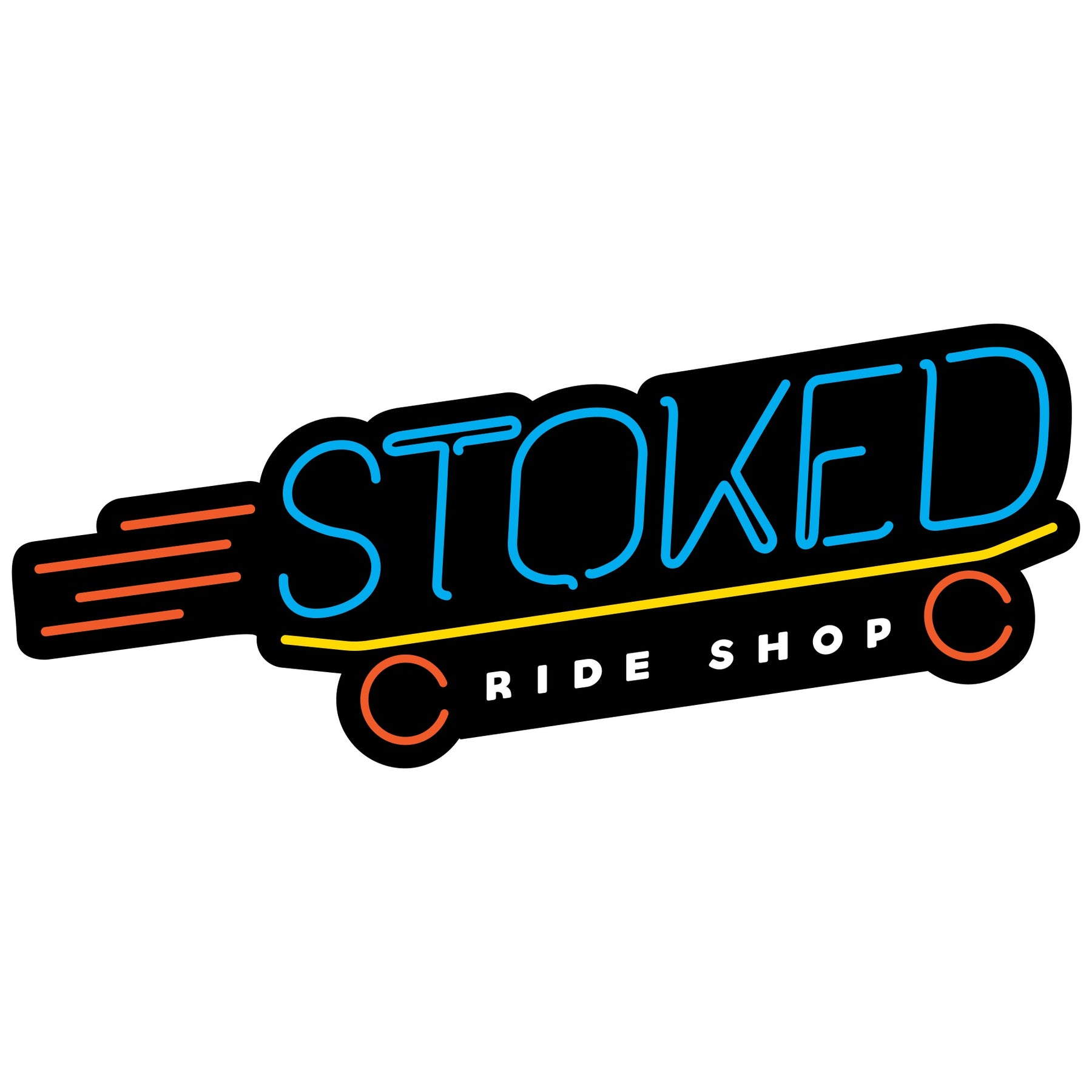 Stoked Ride Shop Neon Sign Sticker
