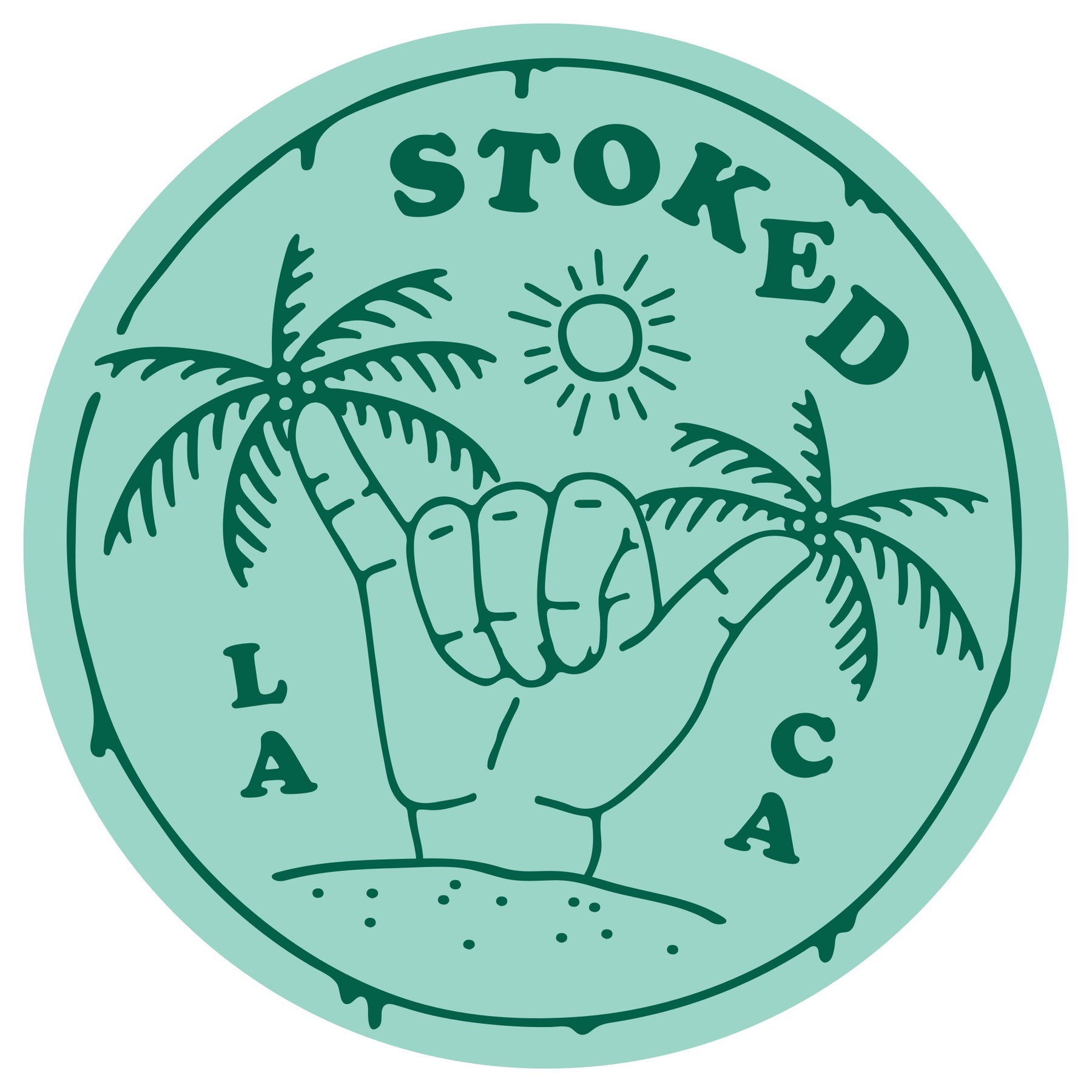 Stoked Shaka Palms Round Sticker
