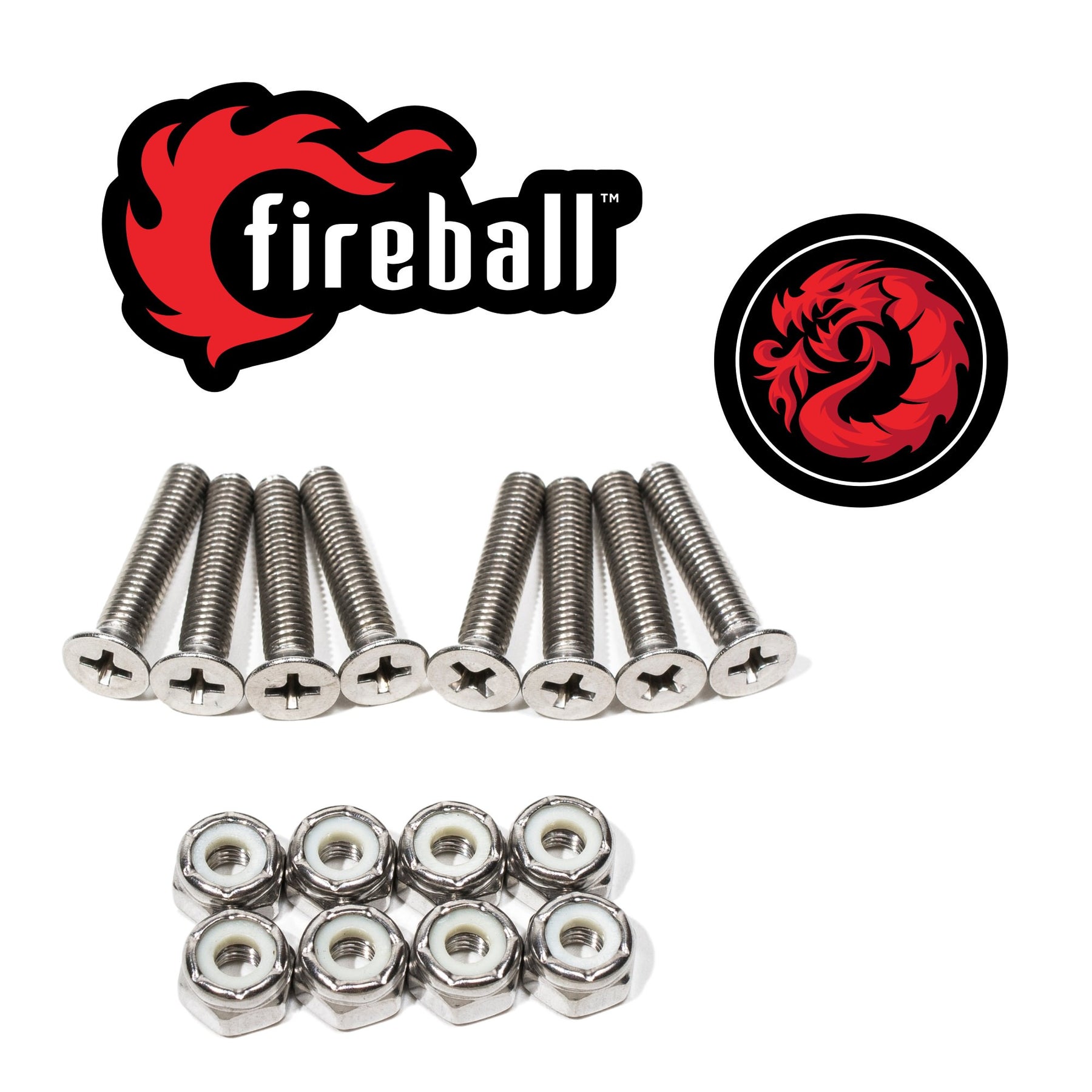 Fireball Dragon Stainless Steel Skateboard Hardware Set