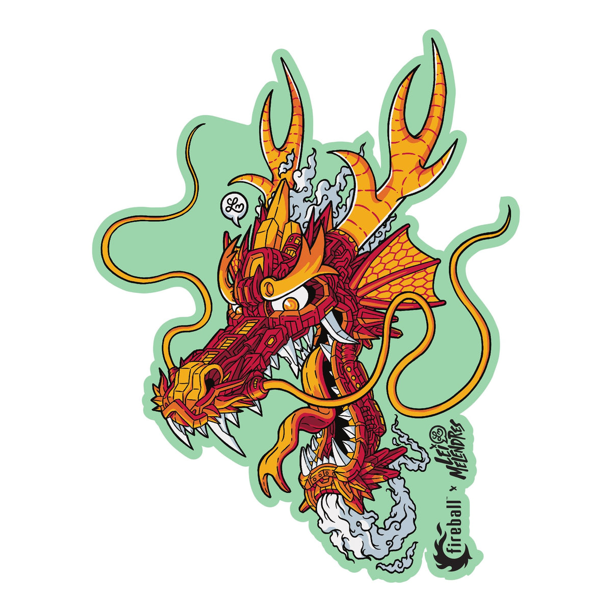 Fireball x Lei Melendres "Mech Dragon" Sticker