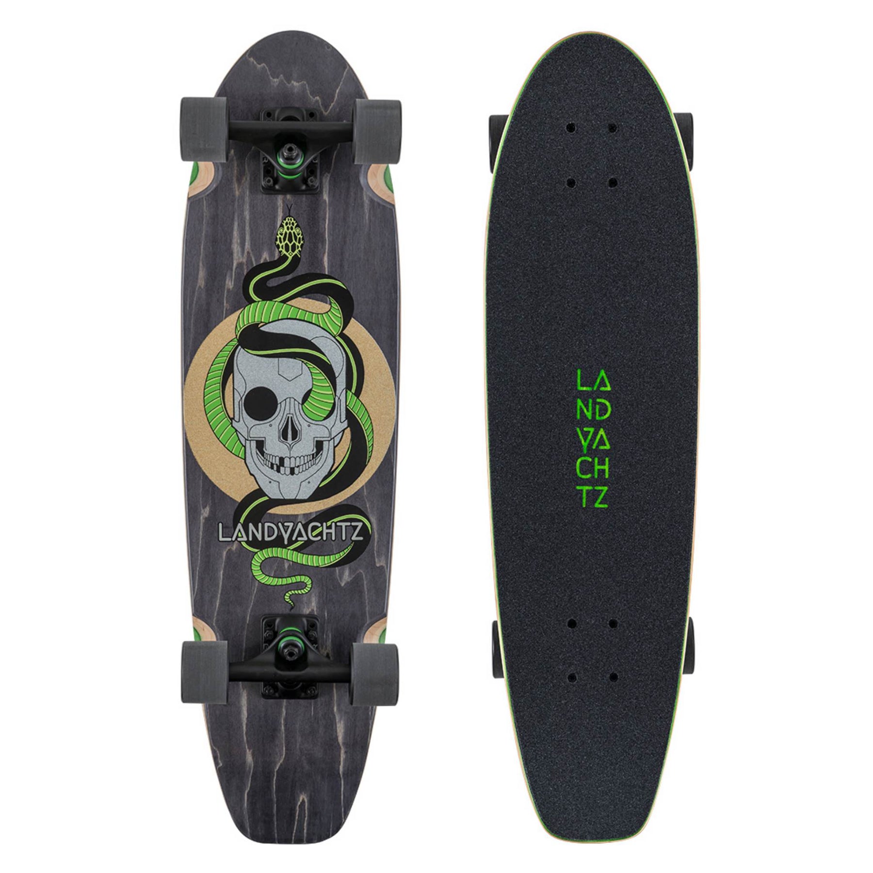 Landyachtz Dugout Series Skateboard, Gray Skull Complete