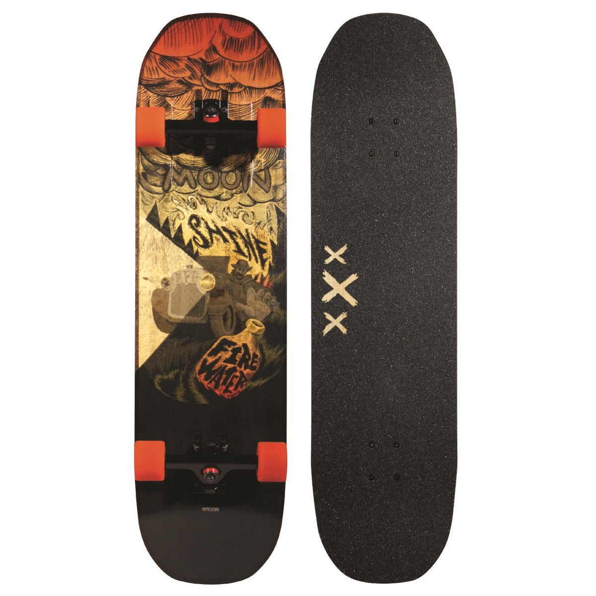 Moonshine Firewater Longboard Skateboard, Deck and Complete