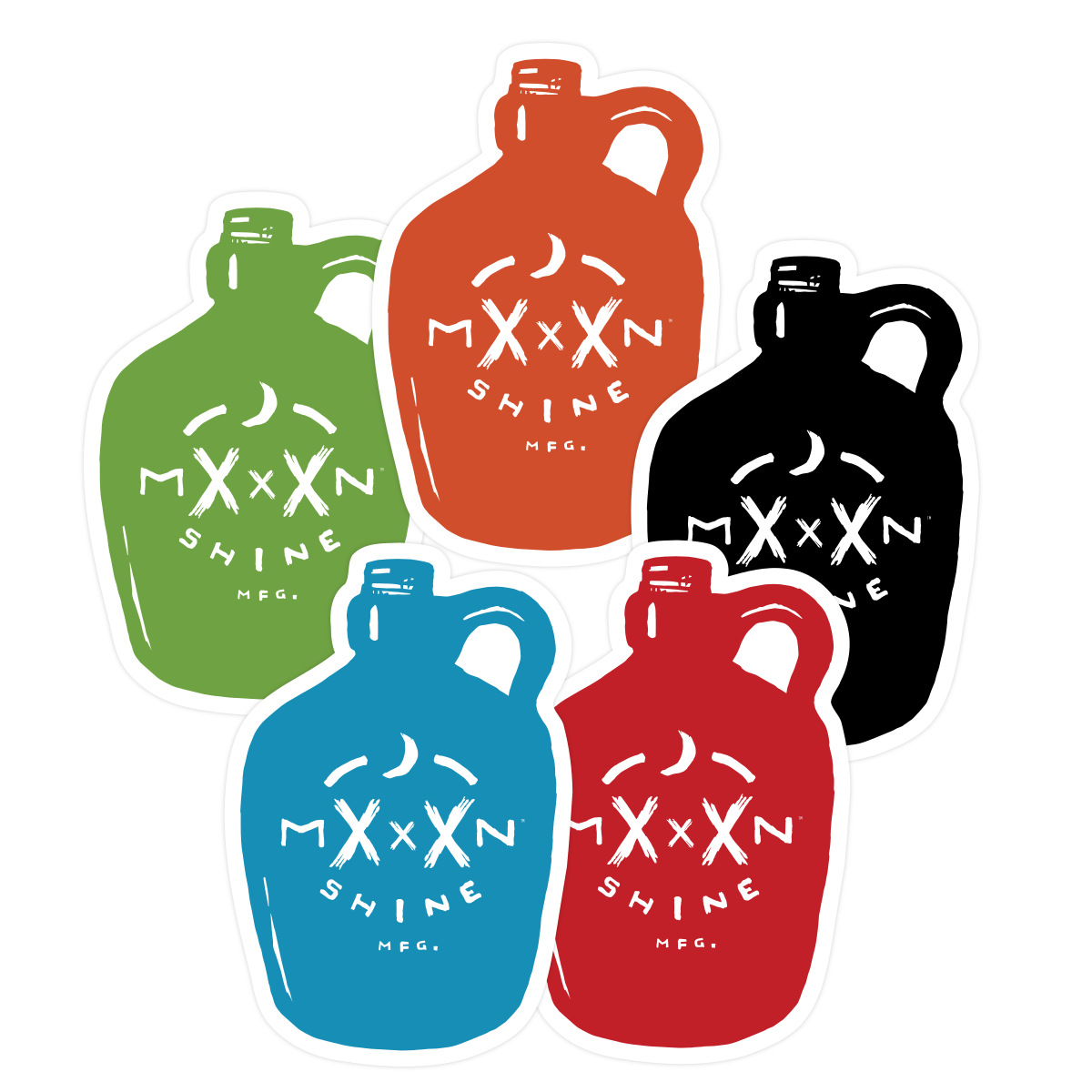 Moonshine Jug Stickers, Assorted Colors