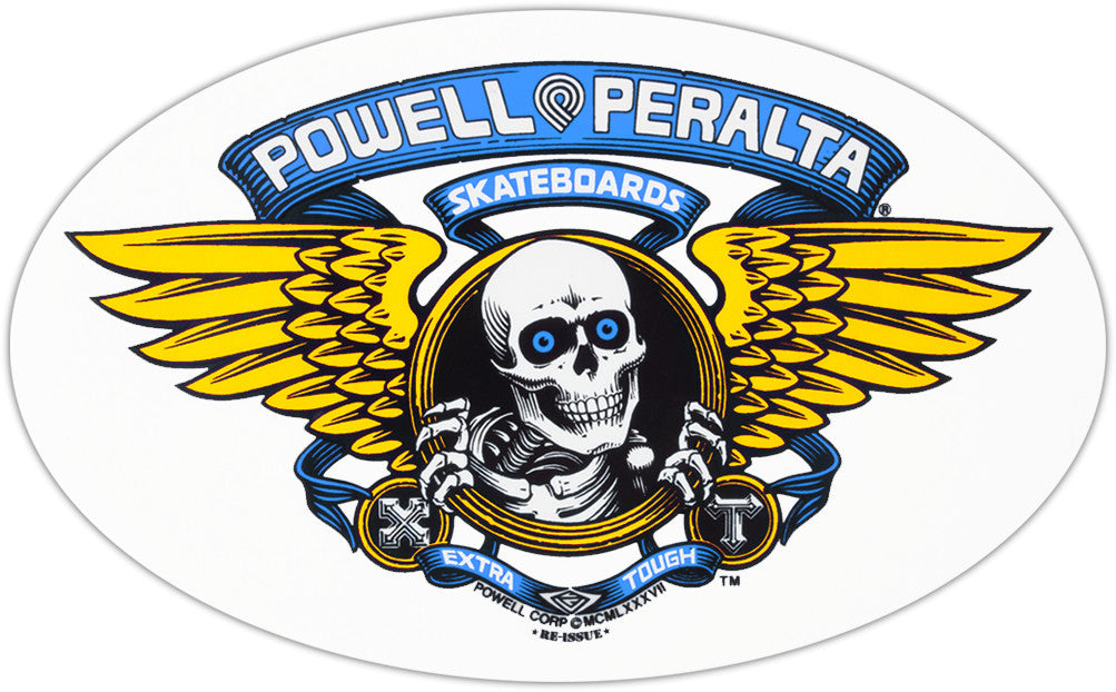 Powell-Peralta Winged Ripper Oval Sticker, Blue
