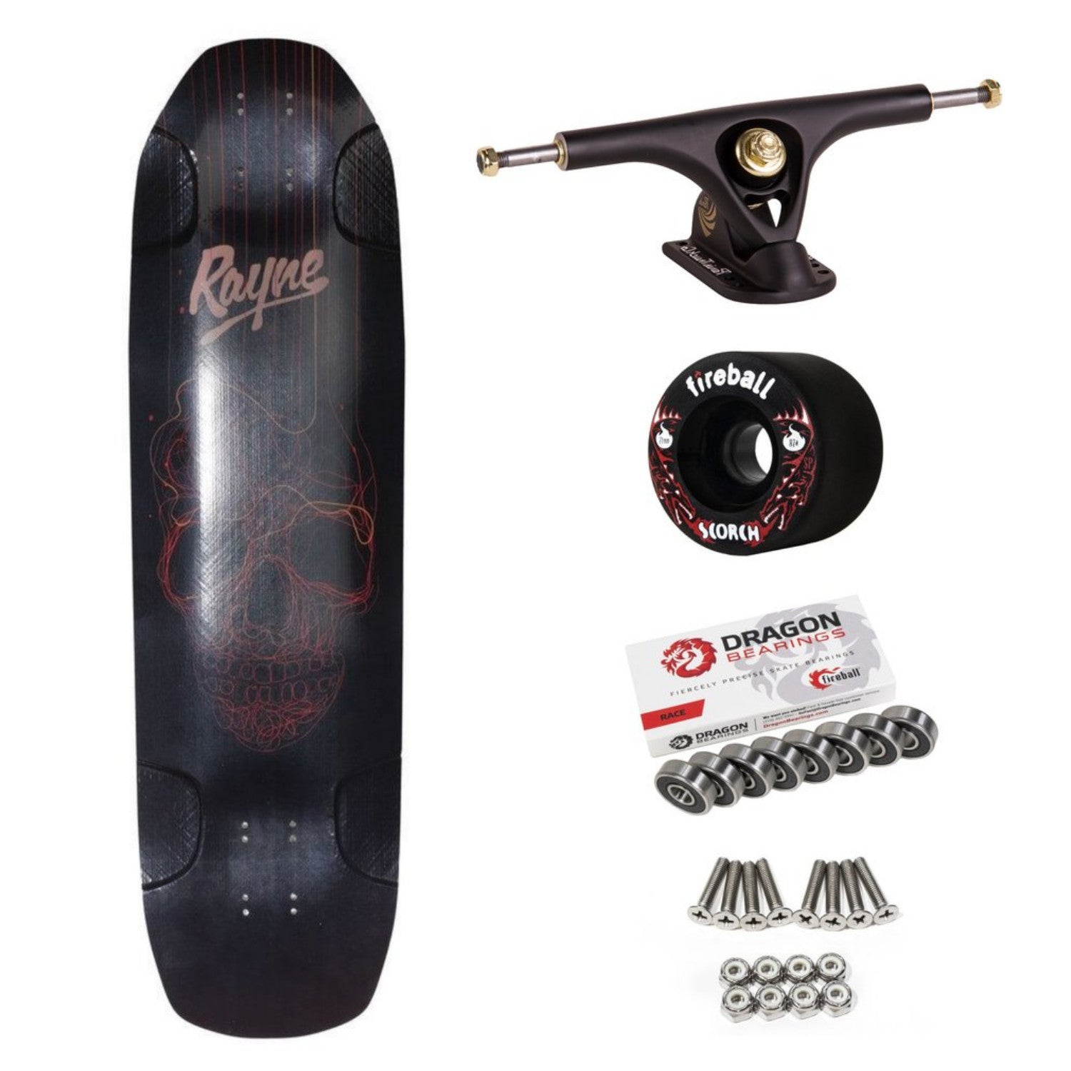 Rayne Darkside Longboard, All Lengths, Deck and Complete