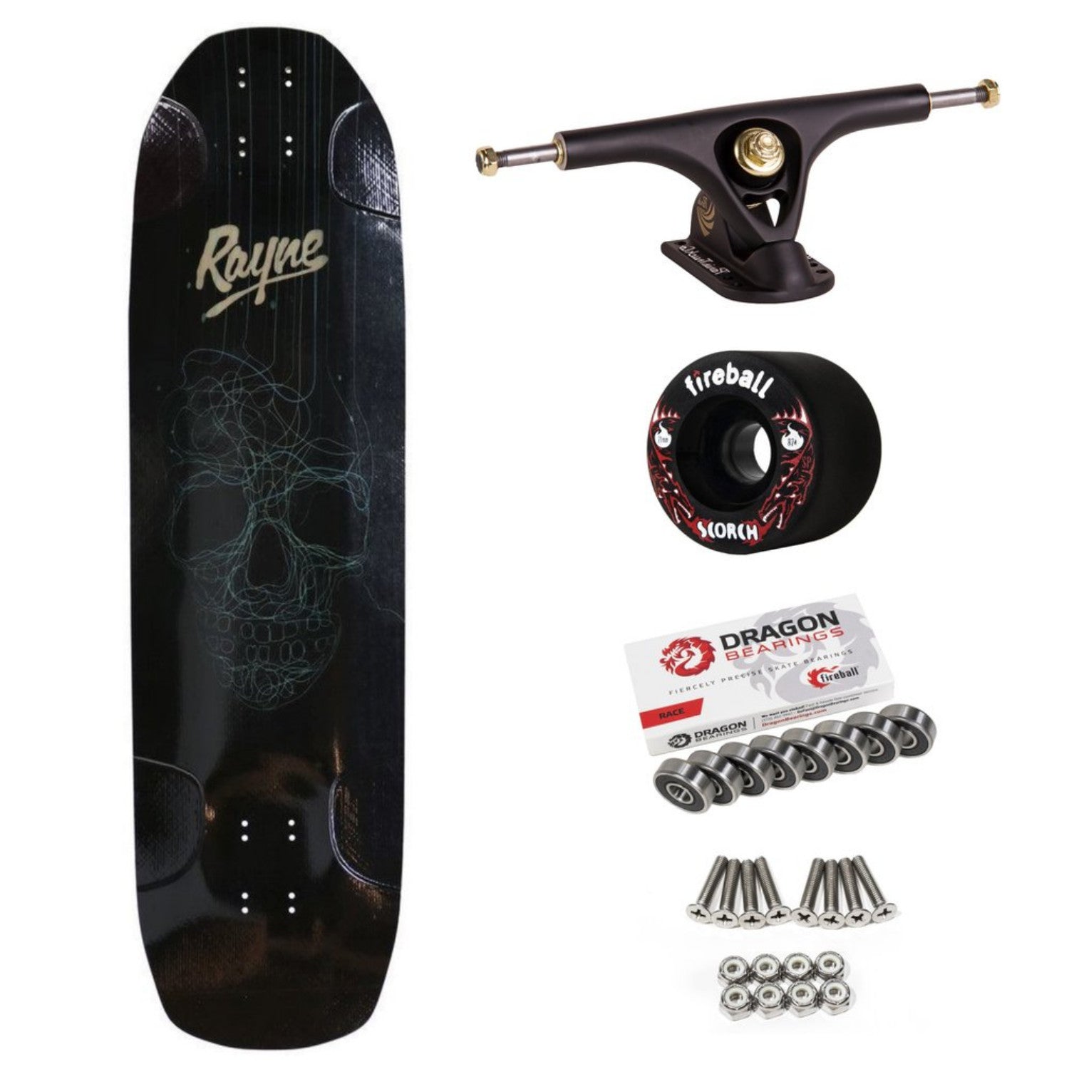 Rayne Darkside Longboard, All Lengths, Deck and Complete