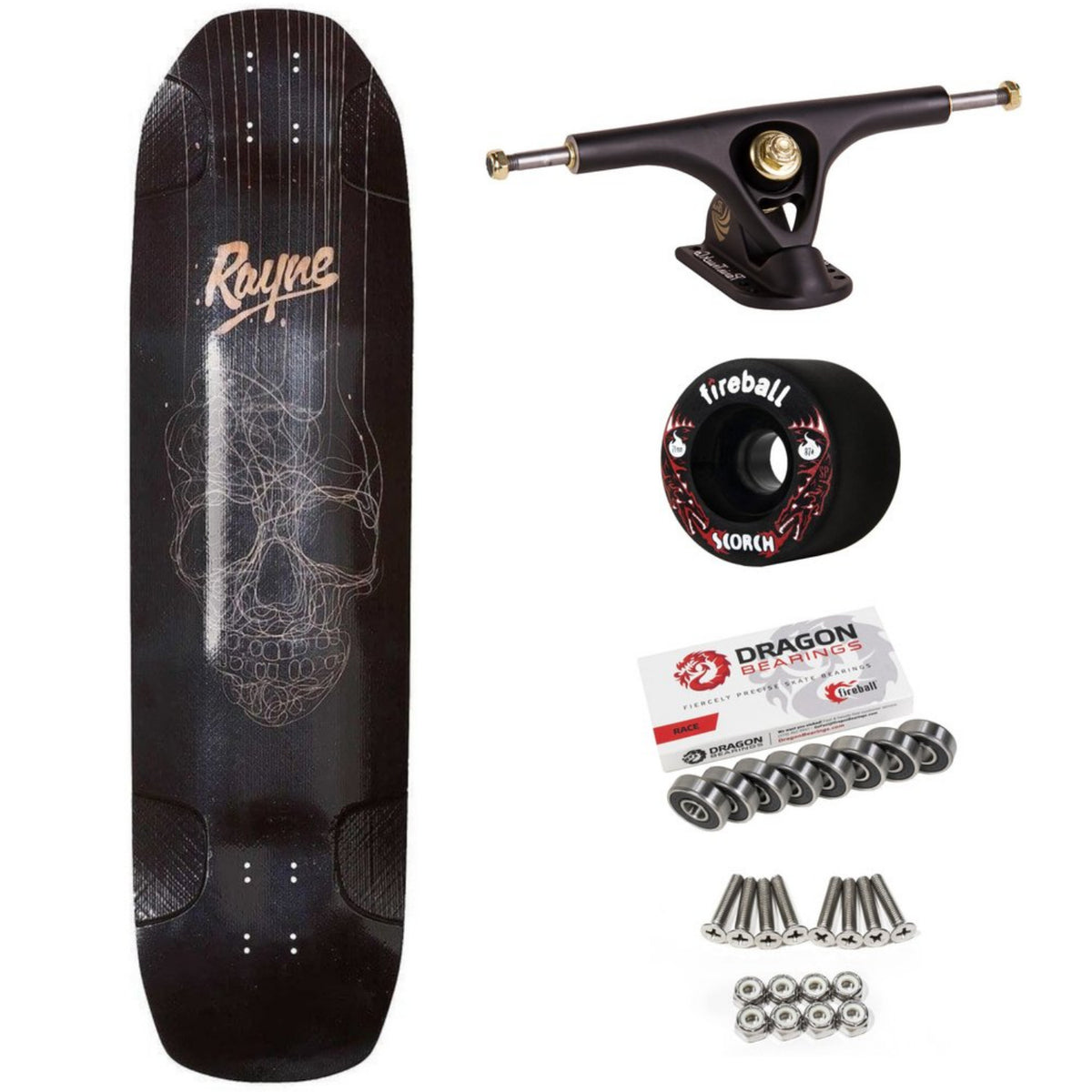 Rayne Darkside Longboard, All Lengths, Deck and Complete