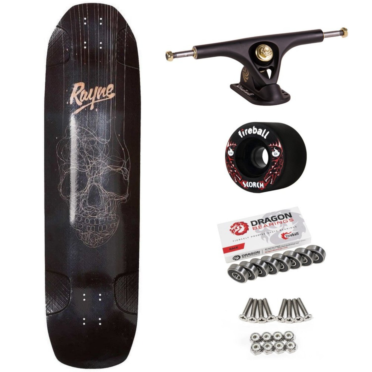 Rayne Darkside Longboard, All Lengths, Deck and Complete