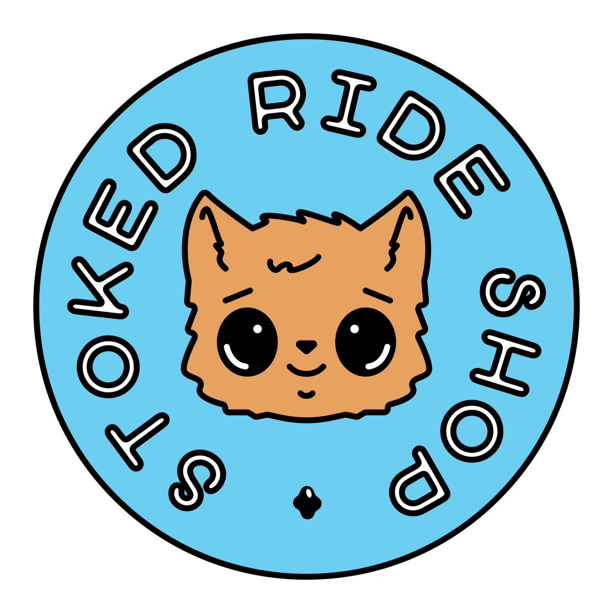 Stoked Ride Shop Sticker, Cute Kitty